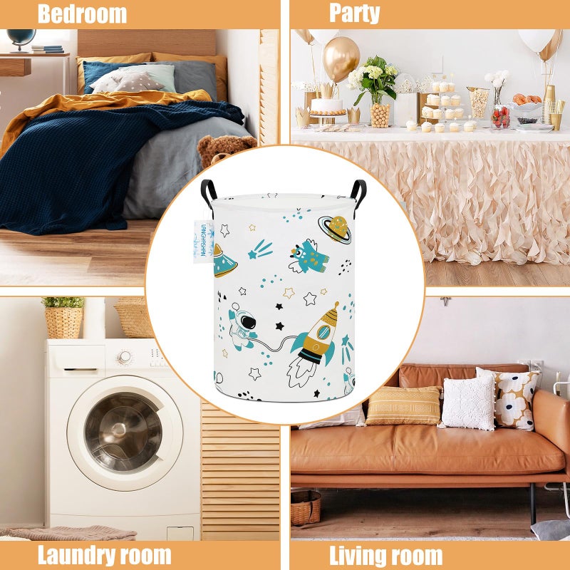 LANGYASHAN Laundry Basket Canvas Fabric Collapsible Organizer Basket for Storage Bin Toy Bins Gift Baskets Bedroom Clothes Children Nursery Hamper (Black diamond) - Image 3